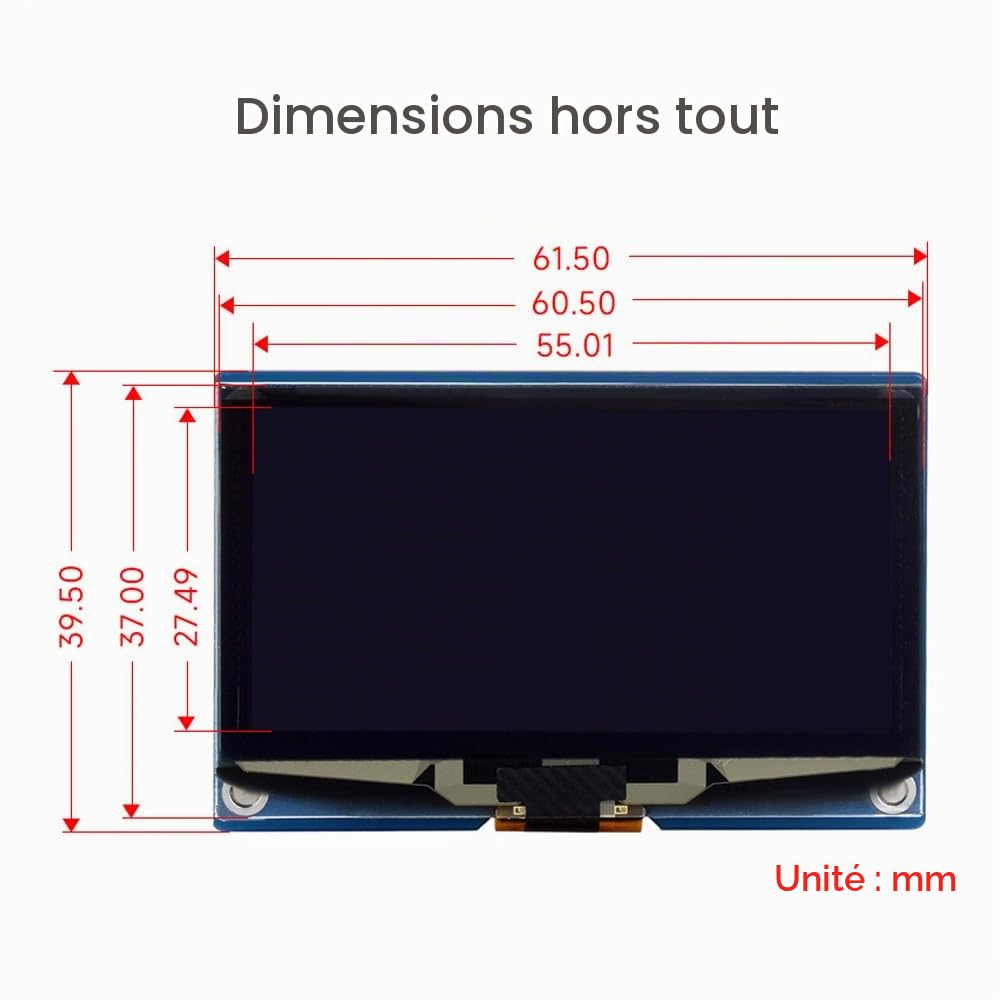 Waveshare 2.42inch OLED Display Module Panel 128×64 Resolution SPI / I2C Communication White Color Version Compatible with Raspberry Pi Jetson Nano