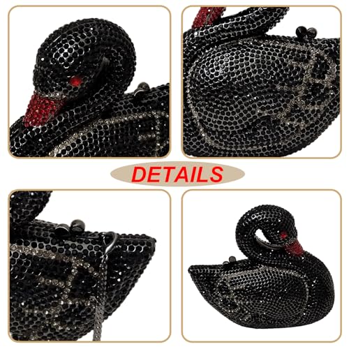 Image of Elegant Swan Evening Purse Animal Crystal Clutch Women Minaudiere Handbag Party Luxury Rhinestone Bag | Animal Crystal