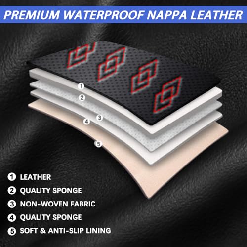 Image of Car Seat Covers for Toyota Camry 2012-2025 2026,Waterproof Leather Seat Covers 5-Seats Standard,Car Interior Accessories with Airbag,Car Seat Protectors for Camry(Black+Red)