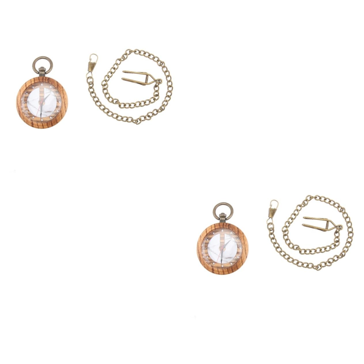 SHERCHPRY 2piezas Reloj De Bolsillo De Cuarzo Retro Cadena De Madera Reloj De Decoración Elegante para De Cumpleaños y