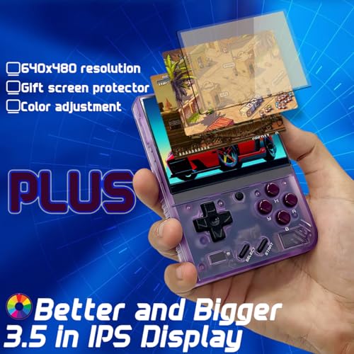 Image of Miyoo Mini Plus OnionOS Handheld Game Console 3.5-inch 640*480 Screen 3000mAh Miyoo-mini+ with Portable Case Transparent Purple