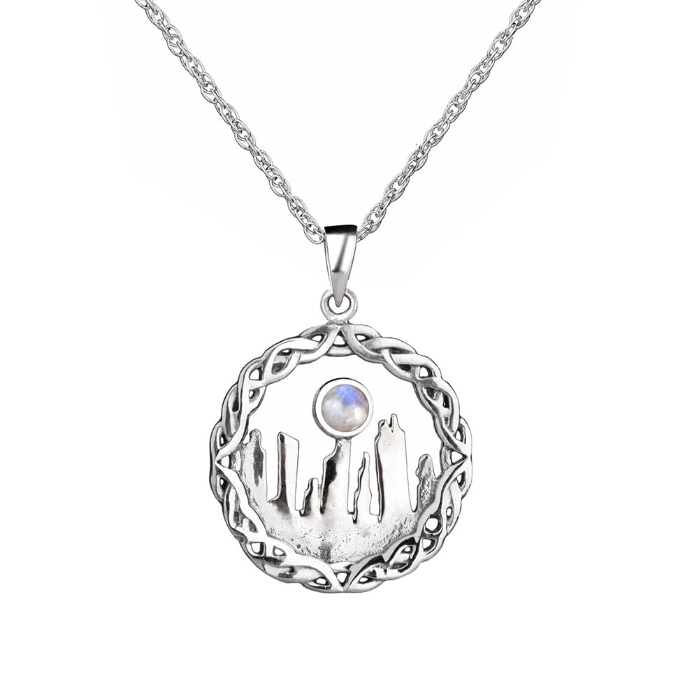 Craigh Na Dun - Anhänger aus Sterling Silber & Mondstein - Schottischer Outlander Schmuck