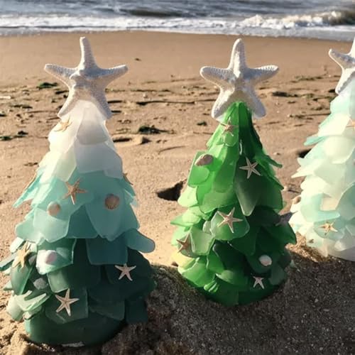 Sea Glass Christmas Tree, Beautiful Sea Glass Christmas Tree,Party Birthday Gift, Home Decor, Collectible Figurines Christmas Tree
