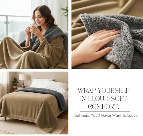 Image of SANMARINO Summer Sherpa Blanket AC Blanket | 350 GSM, Ultra-Soft & Cozy Single Bed Blanket (223x142 cm, 1100 g) | Warm Winter Blanket for Bedroom (Beige, Single 1.1Kg)