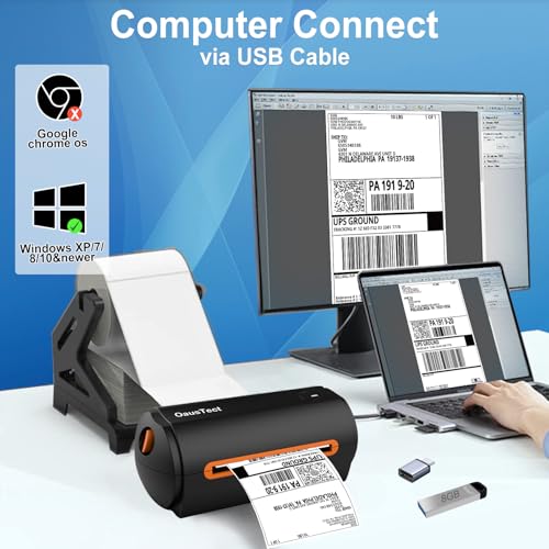 Image of OausTect USB Thermal Label Printer, 1.57 inch - 4.3 inch Width Thermal Label for Shipping, Barcode, Receipts, Stickers, 150mm /sec High Speed Desktop Printer Compatible Windows, MAC
