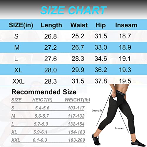 Abtioyllz 3 Pack Men's 3/4 Compression Pants Athletic Leggings Running Capri Tights Pocket Cool Dry Gym Basketball Baselayer #TOP5