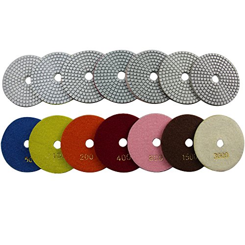 Konfor 7 Pcs Wet 4" Diamond Polishing Pads Set For Granite Marble Concrete Stone Polish #TOP2