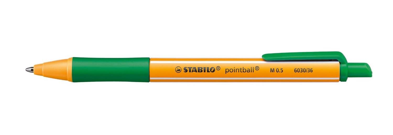 Stabilo Pointball Retractable Ballpoint Pen Line 0.5 mm Green (Pack of 5