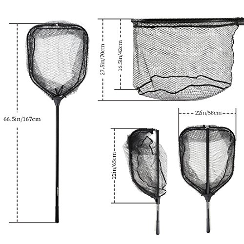 BLISSWILL Large Fishing Net Collapsible Fish Landing Net with Extendable Handle Knotless Nylon Fishing Net Safe Fish Net Durable Telescopic Dip Net for Fishing