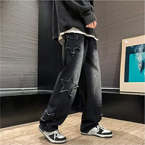 Mens Y2k Jeans Aesthetic Baggy Hip Hop Star Pants Grunge Loose Denim Jogger Y2k Fashion Streetwear4