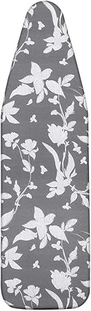 15" x 54" Padded Ironing Board Cover Scorch Resistant, Extra Thick Cotton Iron Cover with Padding Heat Reflective Heavy Duty Pad ,Grey Floral