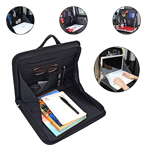 Jiele - Vassoio portaoggetti per sedile posteriore dell’auto, per laptop, cibo, tavolino da lavoro (nero)