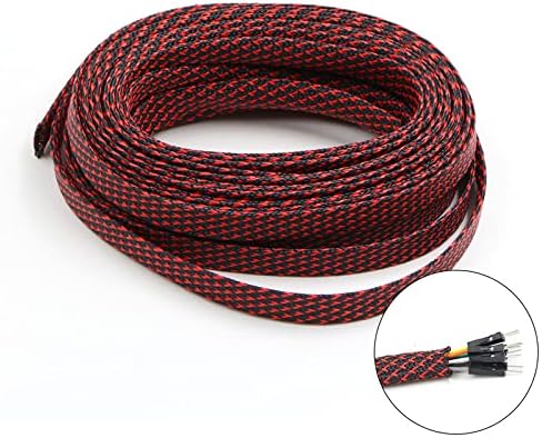 5/10/50/200 Meters Red & Black - 4mm PET Expandable Sleeving High Density Sheathing Plaited Cable Sleeves - (Color: 50m Red Black)