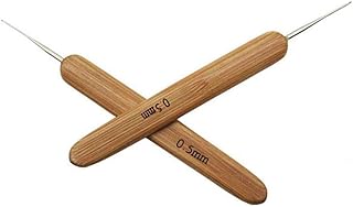 DSOAR 2 Peças Agulha de Crochê 0.5mm para Dreadlocks Trança de Cabelo Gancho de Crochê de Bambu Ferramenta de Dreadlocks para Extensões de Cabelo