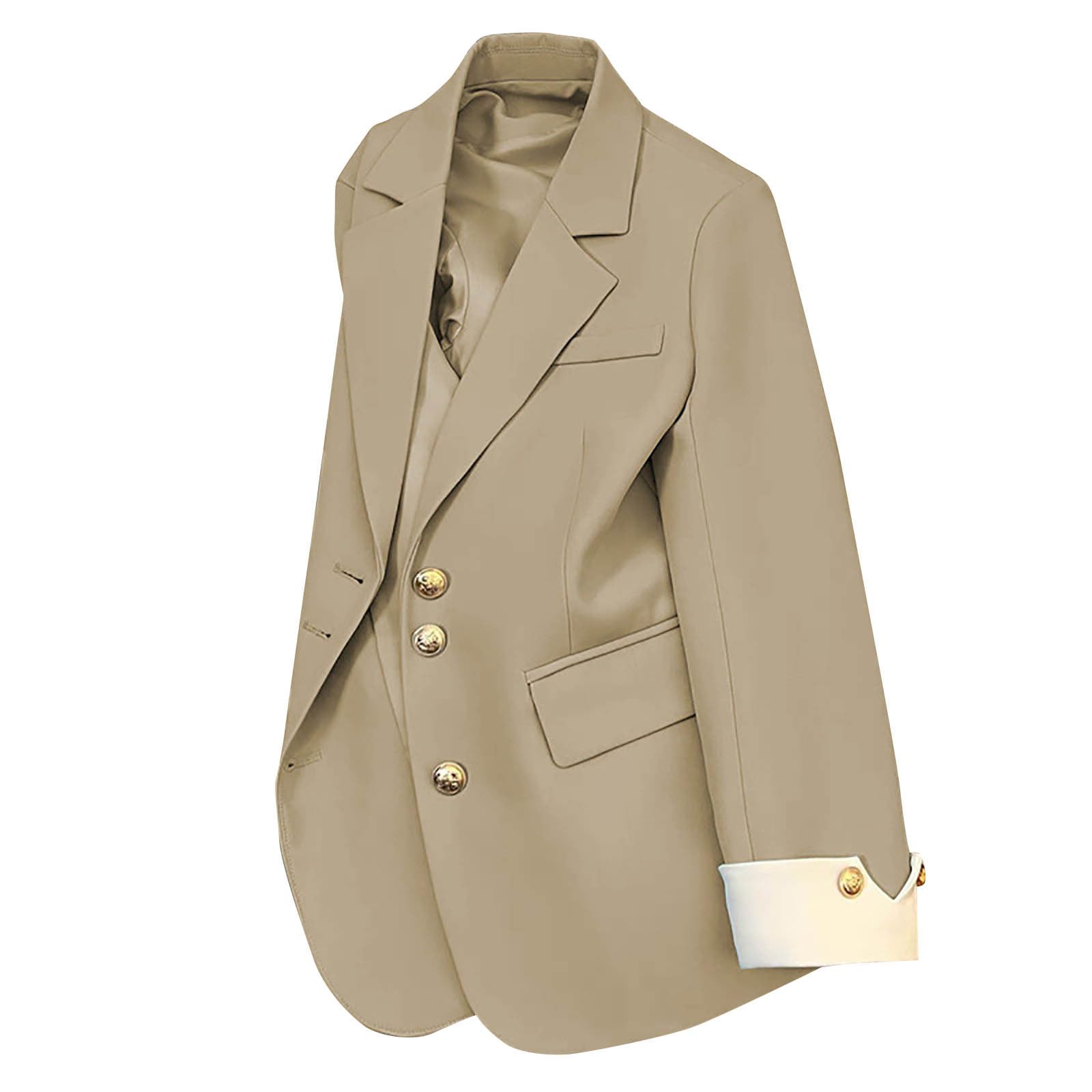Blazer Jackets for Women Notch Lapel Open Front Long Sleeve Business Work Office Casual Double Breasted Suit Jacket