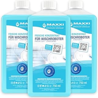 Maxxi Clean | Nettoyant pour robot d'aspiration 3x 750 ml | Parfum frais | Nettoyant sols universel concentré | Liquide d'essuyage Produits de nettoyage Sols Parquet Carrelage