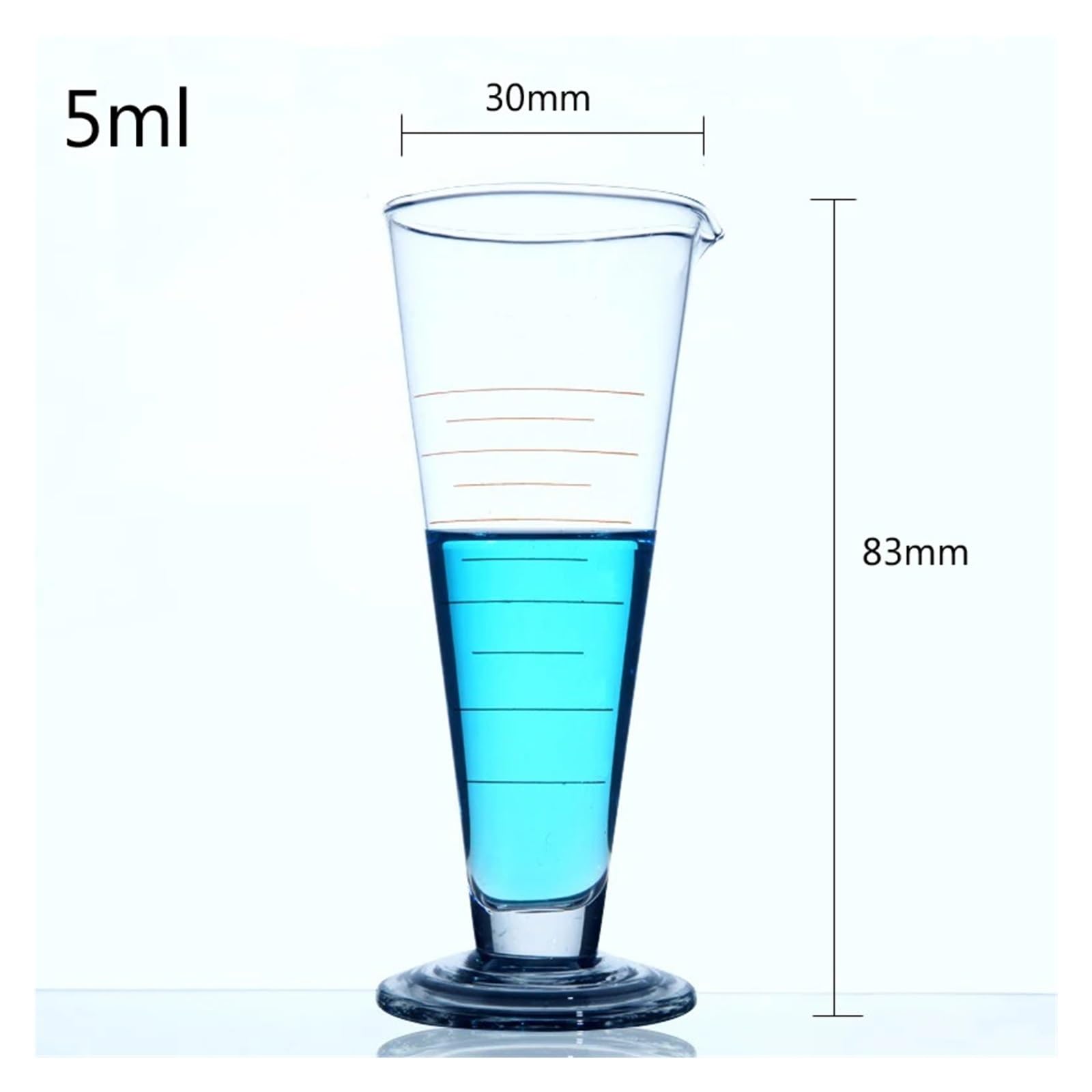 Juego de matraces de Vidrio, Vaso medidor cónico de Vidrio Graduado de 5 ml, 2 Unidades, Vaso medidor Triangular.