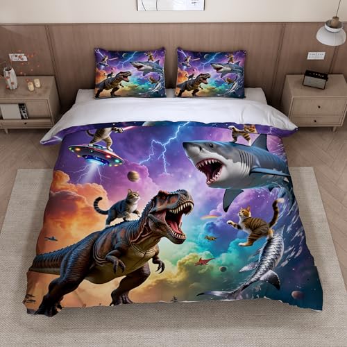 Parure de lit dinosaure 220x240 100% microfibre idée cadeau lit double
