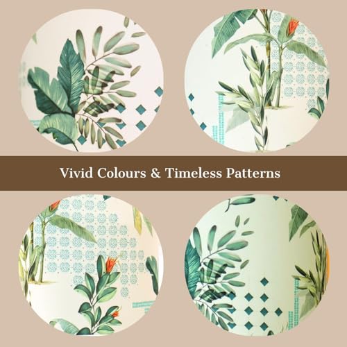 Image of Dreamy Walls 10.5'' Drum Lamp Shade for Bedroom, Living Room | Handcrafted Printed Faux Silk Replacement Lampshade Only | Easy Assembly, 10.5x8.5 Inches, Green Tropical Shade (Pack of 2)