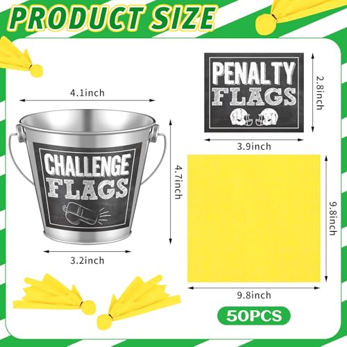 image for Yungyan Football Party Supplies 50 Pcs Yellow Napkins, Silver Bucket, 