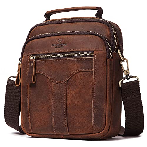 Bolso de hombro tipo bandolera de cuero para viajes, senderismo y uso diario informal