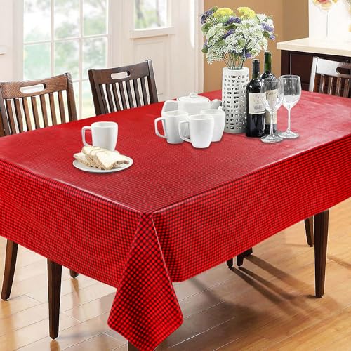 Image of Dakshya Industries PVC Waterproof Withoutlace Dining Table Cover (Size - 54X78 Inch) Rectangle 6 Seater Heat Rasistant Table Cloth (T2)