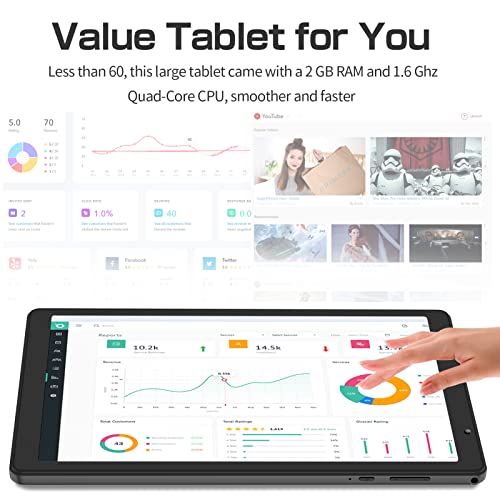Image of 10 Inch Tablet, 32GB, HD IPS, Quad-Core, Dual Camera, WiFi /Bluetooth, 6000mAh Battery, Type-C, Grey