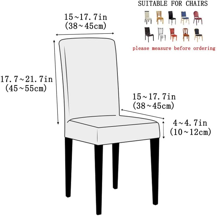 Dining Room Chair Covers Set of 4, Kitchen Stretch Fabric Seat Protector, for Hotel Decorative Chair Slipcovers, Cream