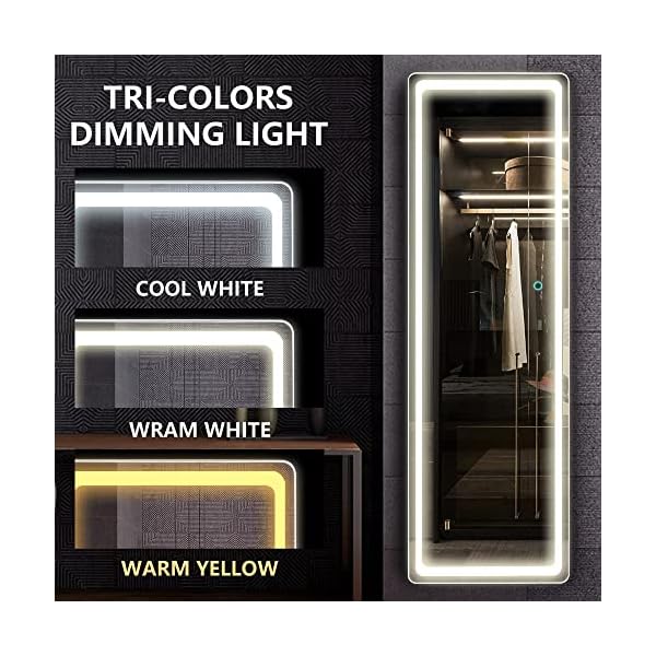 LVSOMT FullLength Mirror with LED Lights, 47"x14" Full Body Lighted