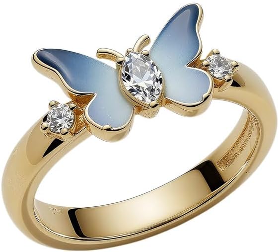 Custom Personalized Butterfly Birthstone Ring Name Engraved 925 Sterling Silver/10K/14K/18K Gold Promise Anniversary Engraved Ring For Women - Image 2