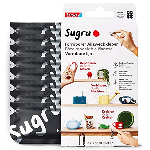 Sugru by tesa - Formbarer Allzweckkleber 8er-Pack 8 x 3 5 g Schwarz - vielseitige Klebeknete - zum Reparieren Kleben und zum Befestigen ohne Bohren