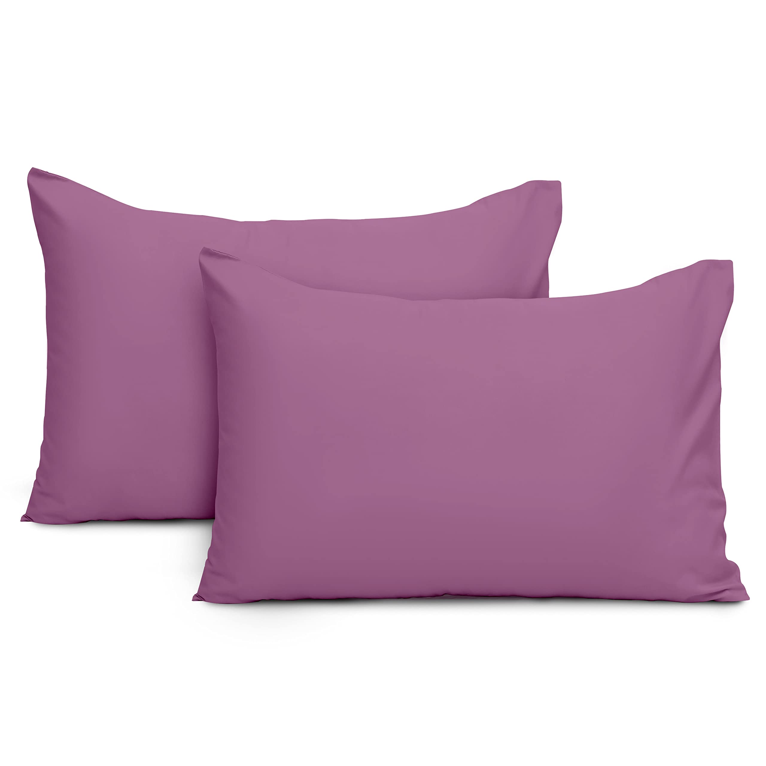 Imperial Rooms Pillow Cases 2 Pack Brushed Microfibre Pillow Covers (Purple, Pillow Cases 2 Pack)