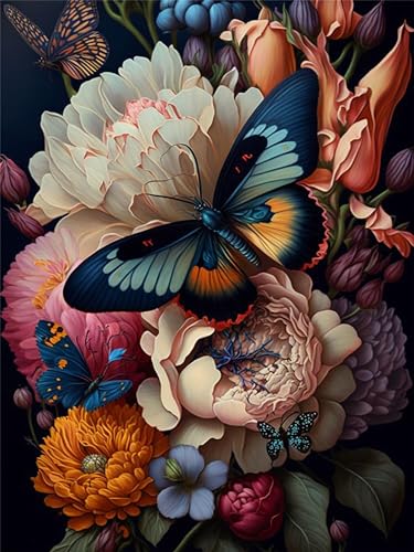 Shukqueen Malen Nach Zahlen Set – Ölgemälde Zum Selbermachen 'Mädchen Mit Schmetterling', 40x50 Cm, Inkl. Leinwand & Farben, Für Erwachsene & Anfänger
