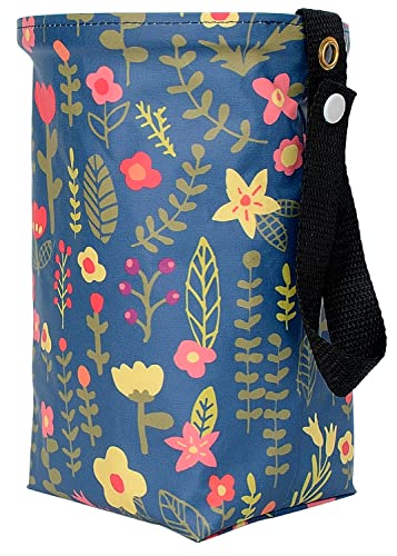 Car Trash Bag, Cute Car Trash Bag, Vehicle Trash Can, Car Accessories Trash Bag, Cute Car Accessory, Cute Car Garbage Can - Hanging, Portable, Collapsible, Waterproof Trash Bag for Cars (Navy Blue, Floral)