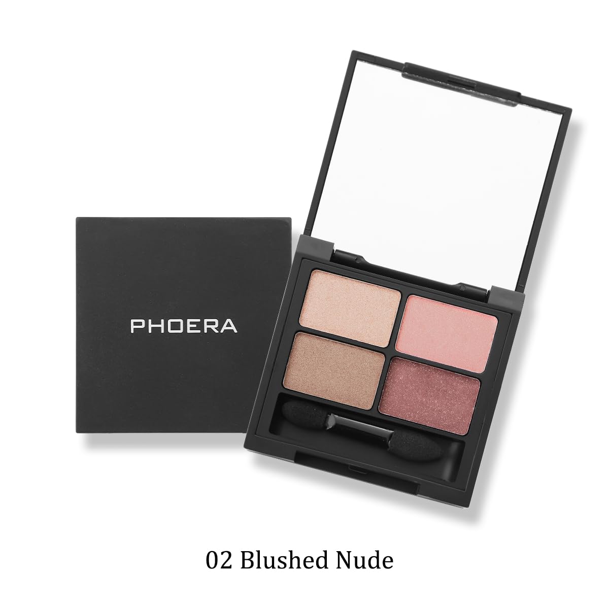PHOERA 4-in-1 Ultimate Shadow Palette, 4 Romantic Nude Shades, Metallic Pink, Blush, Salmon & Berry Mauv - Image 2