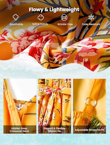 Image of PATPAT Family Matching Outfits Mommy and Me Dresses Hawaiian Tropical Vacation Beach Spaghetti Strap Dress and Shirt