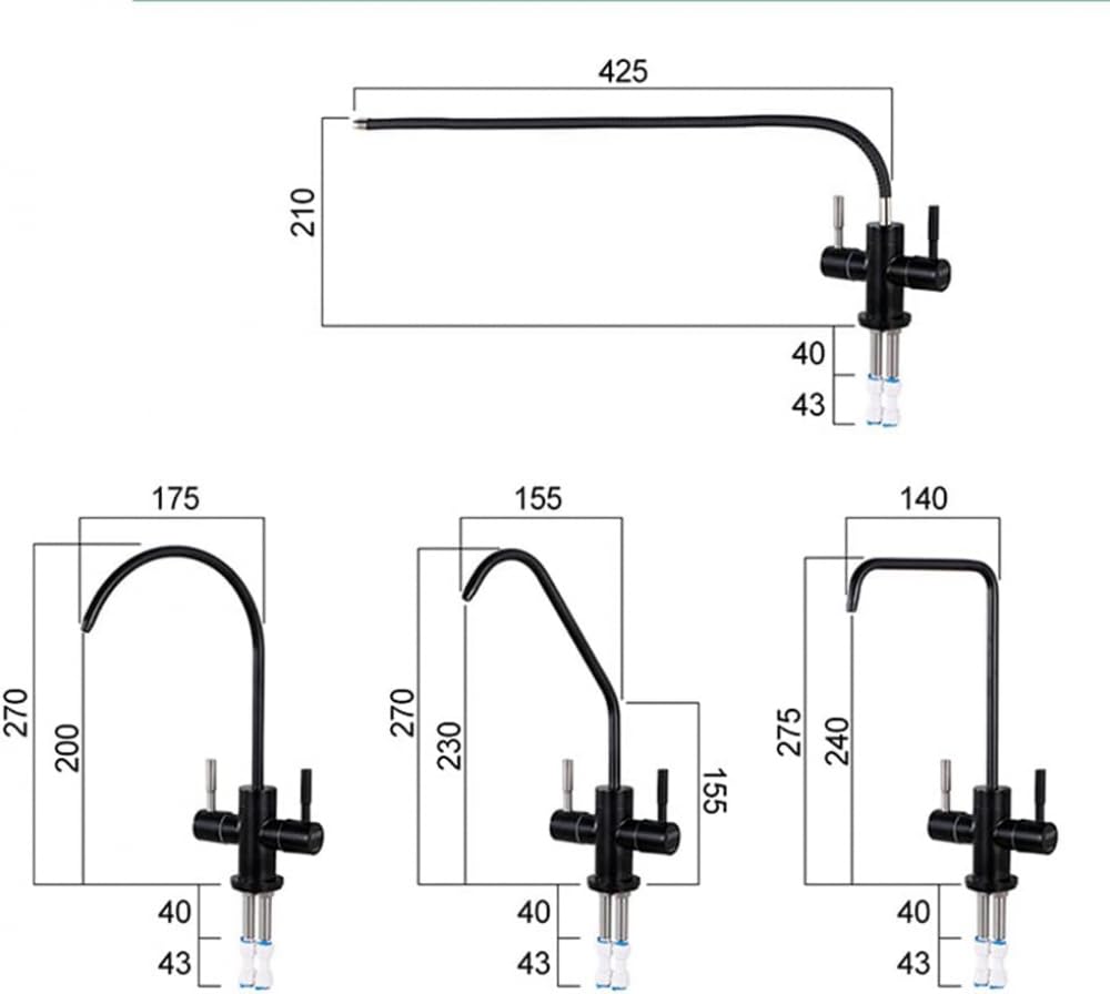 Kran z filtrem wody pitnej Zlew kuchenny Czarny Obrót o 360 stopni Zlew kuchenny Kran oczyszczający Pasuje do wszystkich systemów filtrów wody i systemów odwróconej osmozy-C
