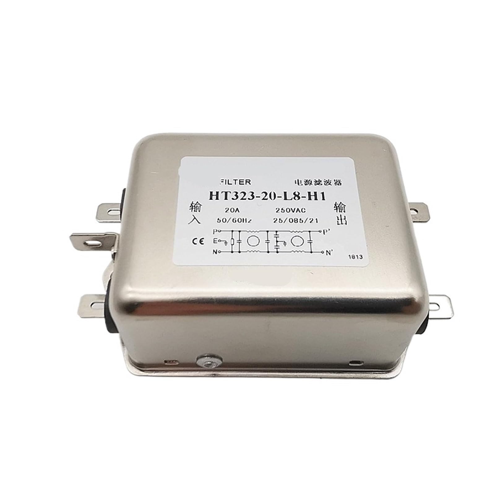 Filtro de potencia bipolar HT323-20-L8-H1 220V 20A para ruido electromagnético red