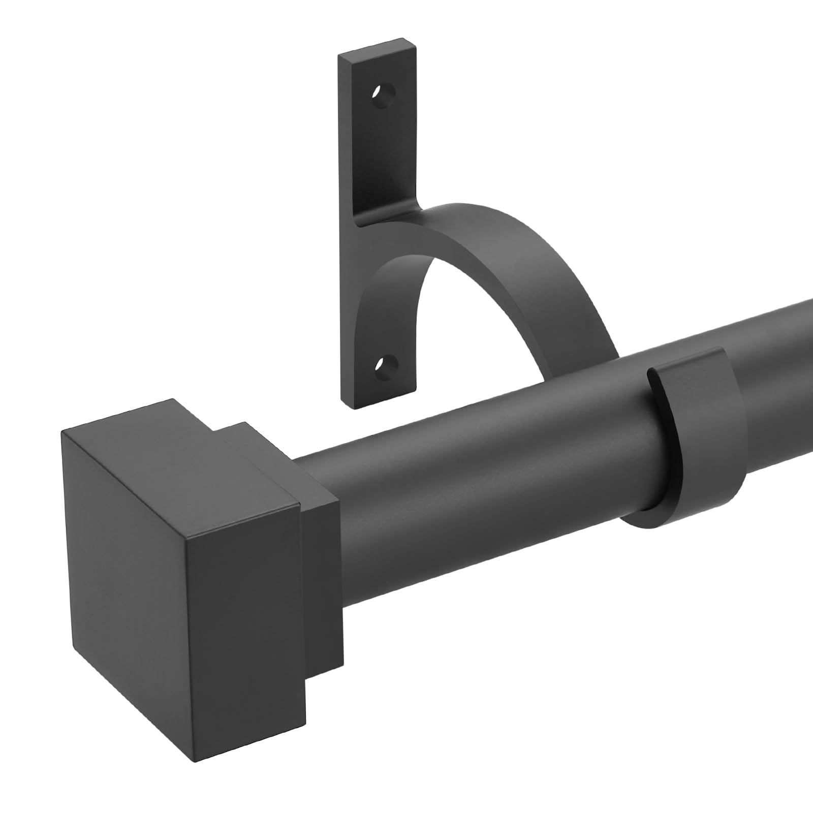 Single Curtain Rods for Windows 144 to 164 Inch(12-13.6ft),1 Inch Diameter Adjustable Heavy Duty Drapery Rods,with Modern Square Aluminum Alloy Finials,Matte Black