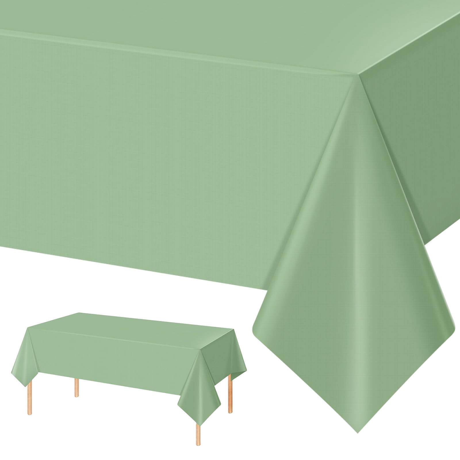 Sage Green Table Cloth Table Cover,54x108 Inch Sage Green Party Tablecloth Tablecover,Sage Plastic Waterproof Table Cloth Party Table Decorations for Kids Birthday Wedding Baby Shower Party Supplies