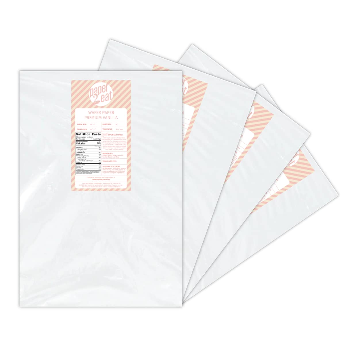 Printable Edible Wafer Paper Sheets from paper2eat (0.60 mm - 200 sheets/Vanilla)