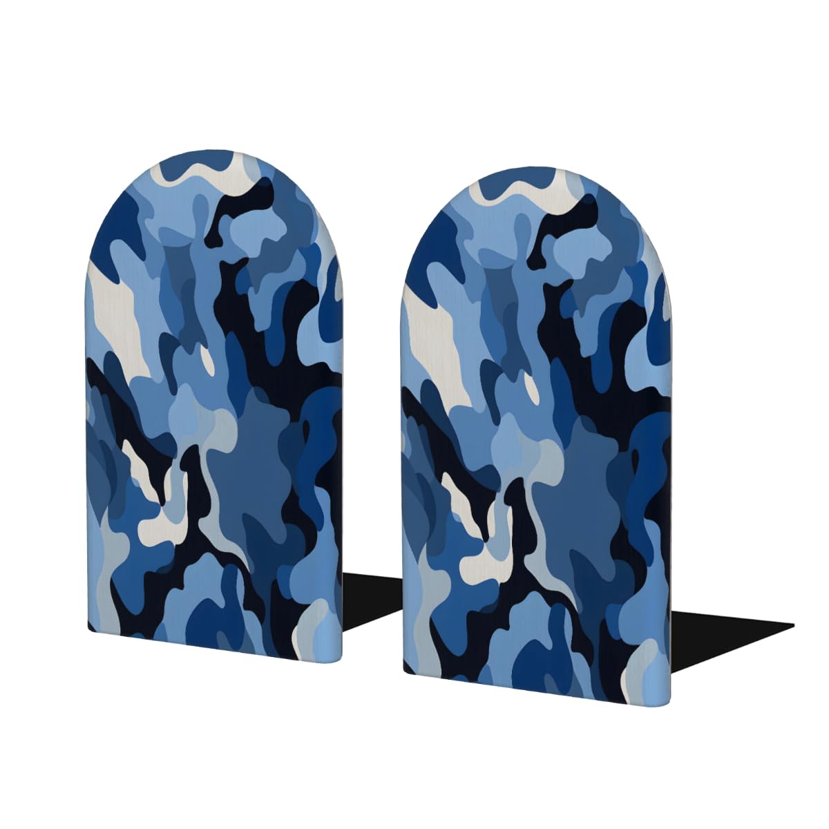 (2 PCS/1 Pairs) Wood Bookends Purple Black Camouflage Decorative Wood Bookends for Student School Shelves Kids Room Desk Home Office Book Stoppers for Holiding Books 5x3 Inch