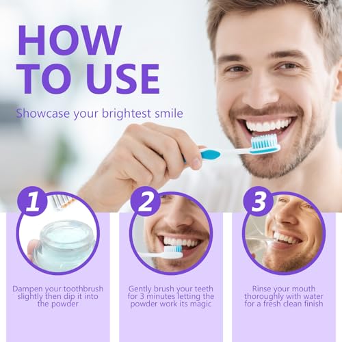 Image of Teeth Whitening Powder, Stain Removal, Purely White Deluxe Powder Natural & Effective Formula for Sensitive Teeth,15g