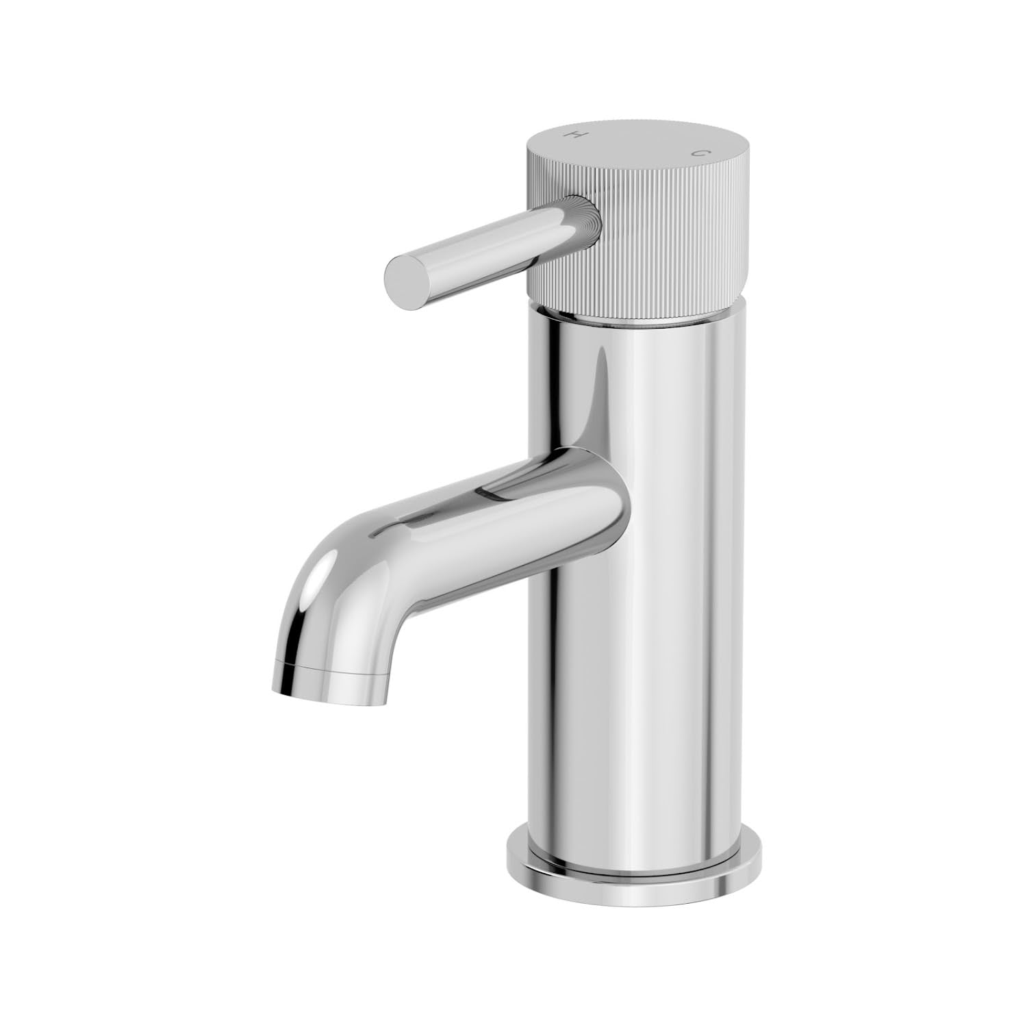 Architeckt Chrome Architeckt® Fluted Bathroom Basin Sink Mixer Tap Modern Mono Round Single Lever Handle Faucet For Sinks,