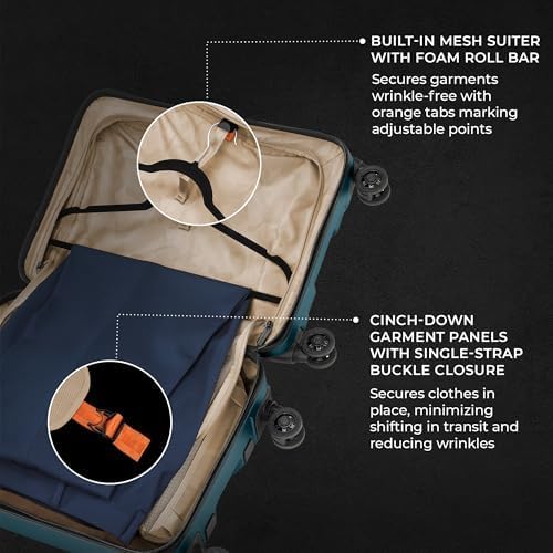 Image of Briggs & Riley 21 Inch International Carry-On Luggage with Wheels - Small Rolling Hard Shell Heavy Duty Suitcase with Laptop Compartment - 360 Spinner Wheels - Torq Collection - Ocean