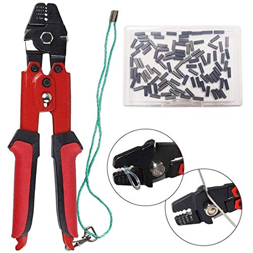 Fishing Crimping Plier with Crimp Sleeves, Heavy Duty Wire Rope Crimping Tool