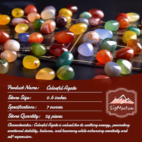 Image of Colorful Agate Healing Crystal Stone Set - 24 Pieces, 0.6 inch Natural & Polished Stones for Healing, Meditation, Reiki, Chakra, Crafting & Decoration