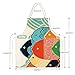 FirstKitchen Cartoon Aprons for Women, Fish Cooking Apron with Pocket, Reusable Washable Cotton Canvas Kitchen Apron, Cute Cooking Apron for Baking, Party, Gift