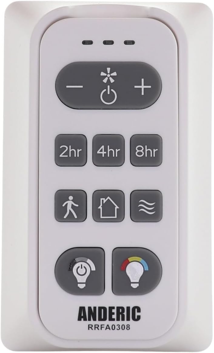 Anderic A25-FA0188A Ceiling Fan Remote Control for Harbor Breeze Easy2Hang Boltz III 52-inch, Mac III, Reverdy, Flanagan 3, and Crestwell Fans - Easy Pair - 2BLBD-FA0308 - RRFA0308