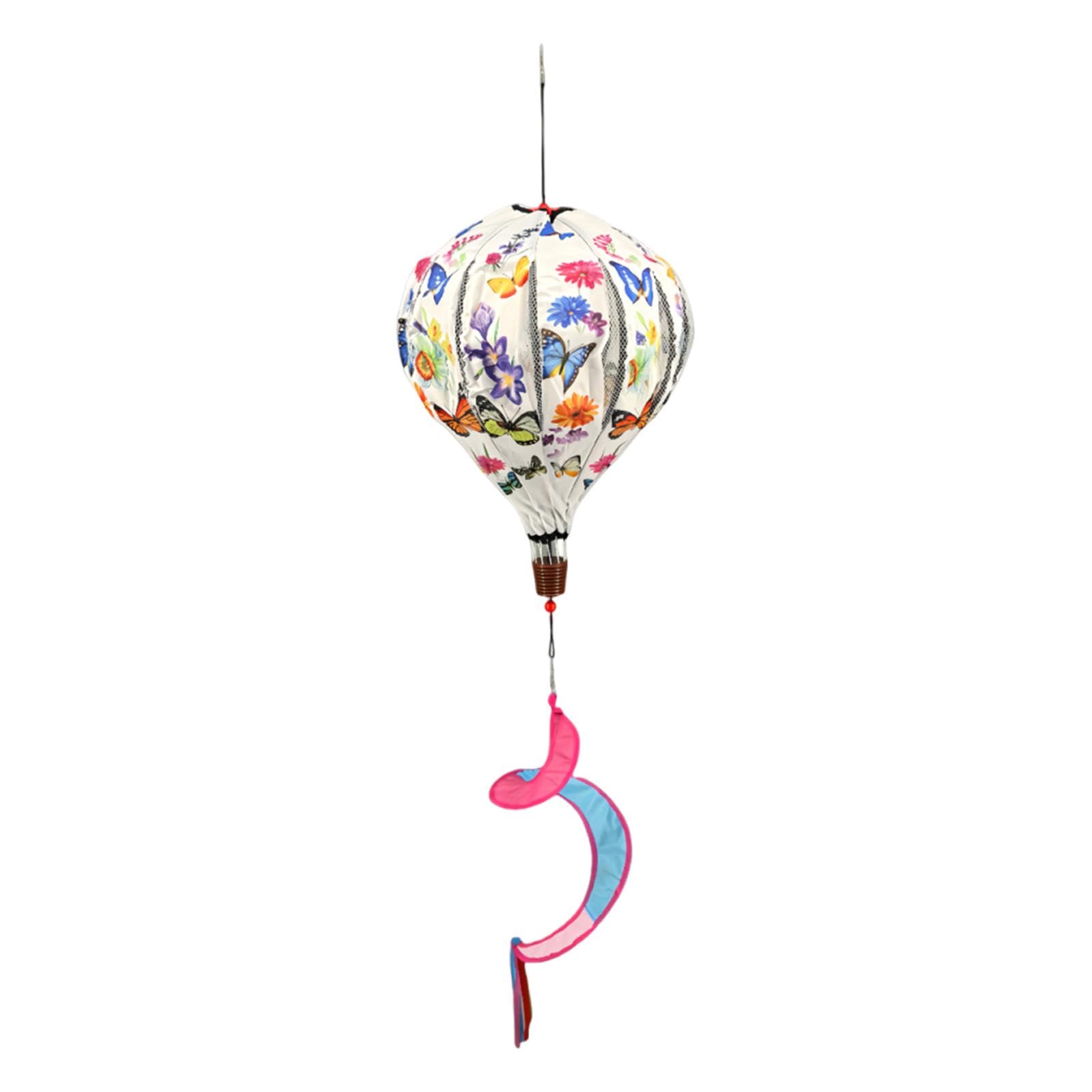 Sharplace Montgolfière, Manche à air, Ornement de Jardin, Moulin à Vent, décoration Suspendue pour pelouse, Porche ou Maison, Papillon Beige